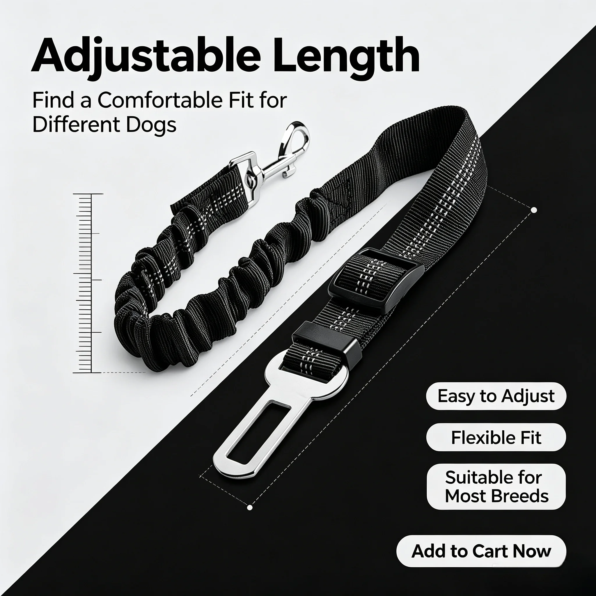 Cinto de Segurança para Cães e Gatos de Nylon Ajustável 52 a 82 cm - Imagem 4