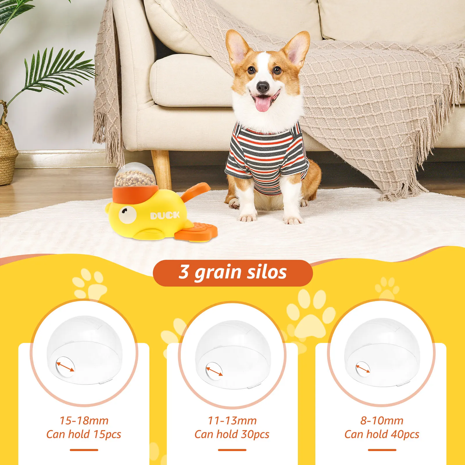 Alimentador Lento para Cães Formato Pato Lavável com 3 Saídas de Comida - Imagem 3