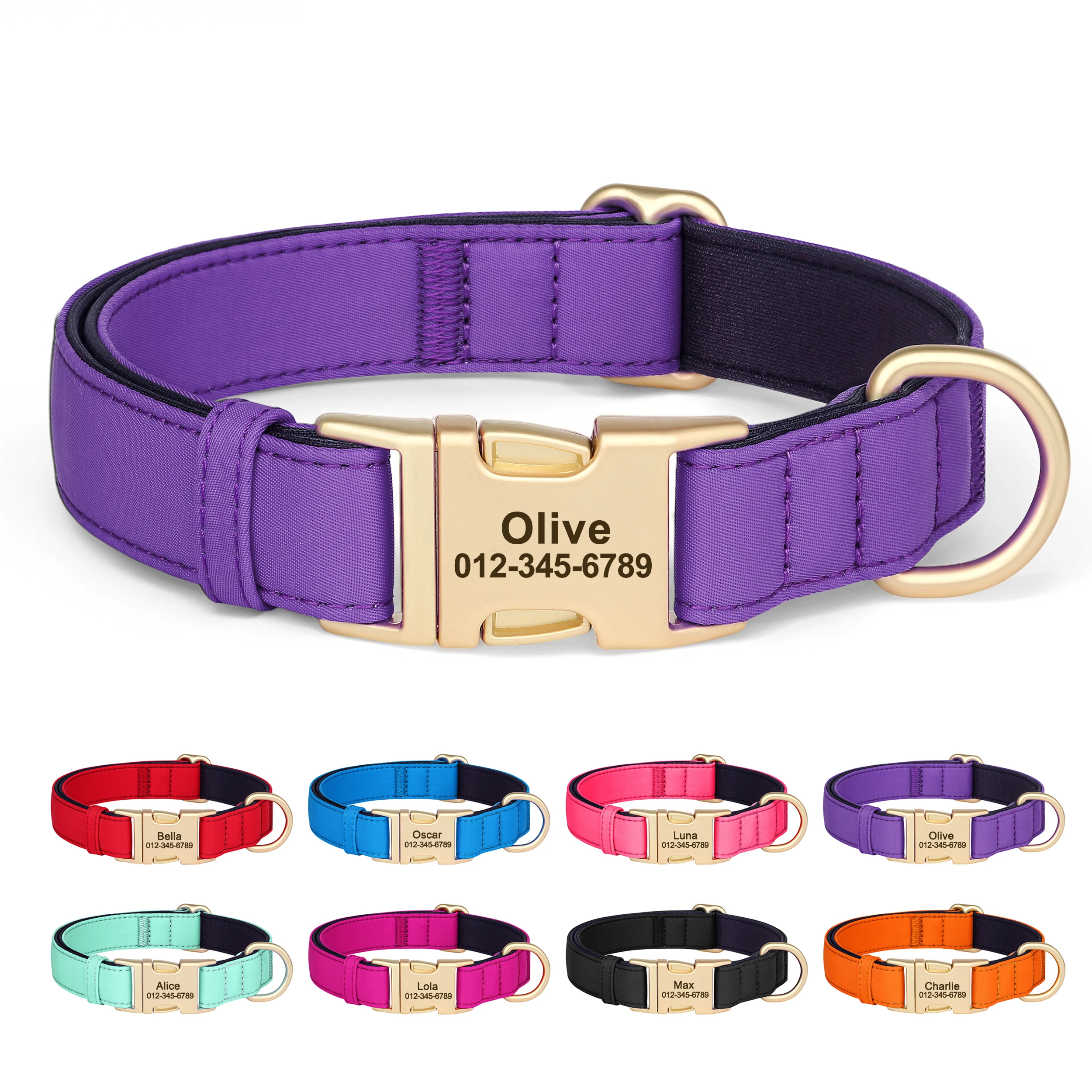 coleira de nylon impermeável para cães