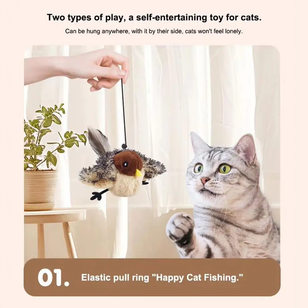 Brinquedo para Gato Pássaro Interativo de Pelúcia com Bateria Recarregável USB - Imagem 5