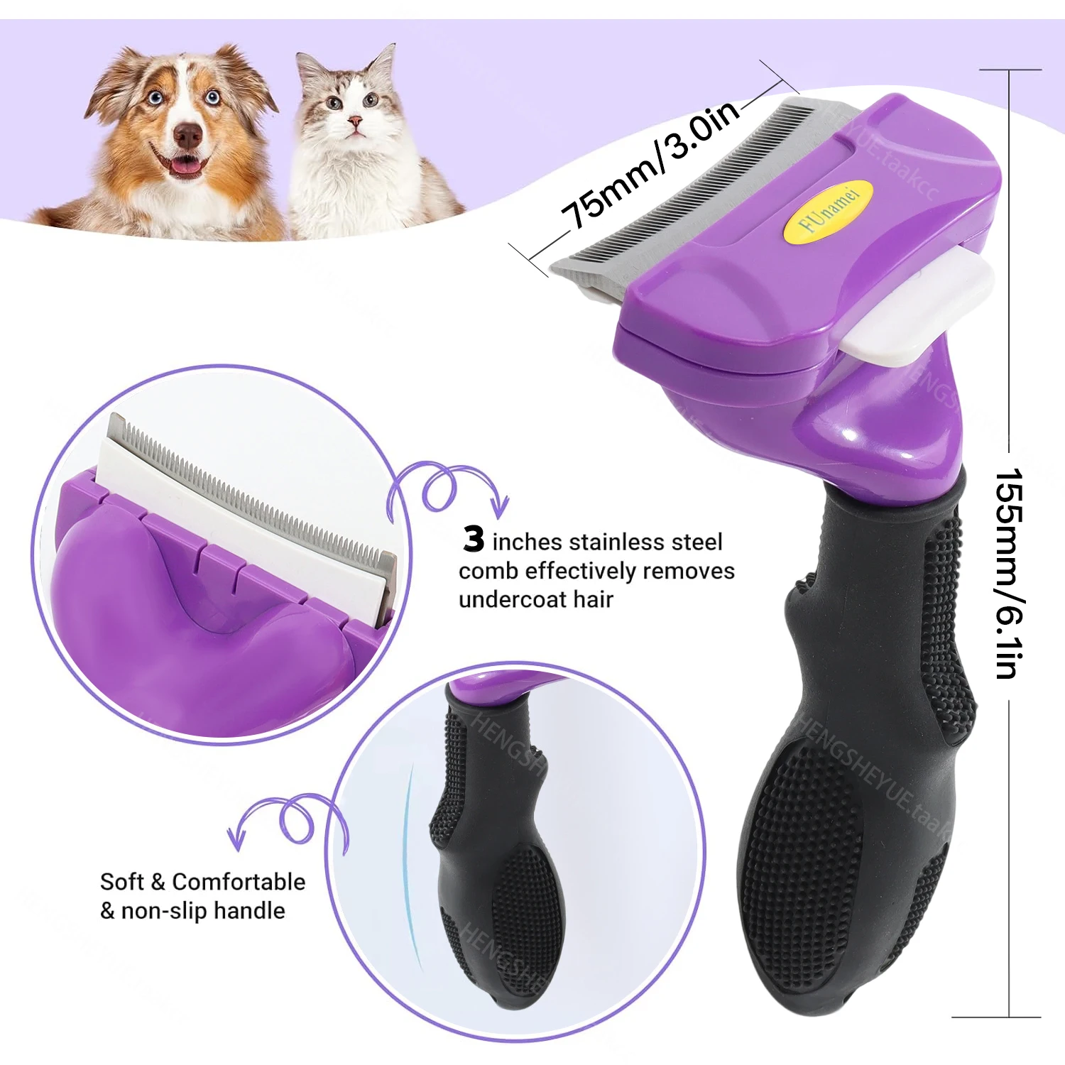 Pente para Gatos e Cães com Dentes de Aço Inoxidável - Image 4