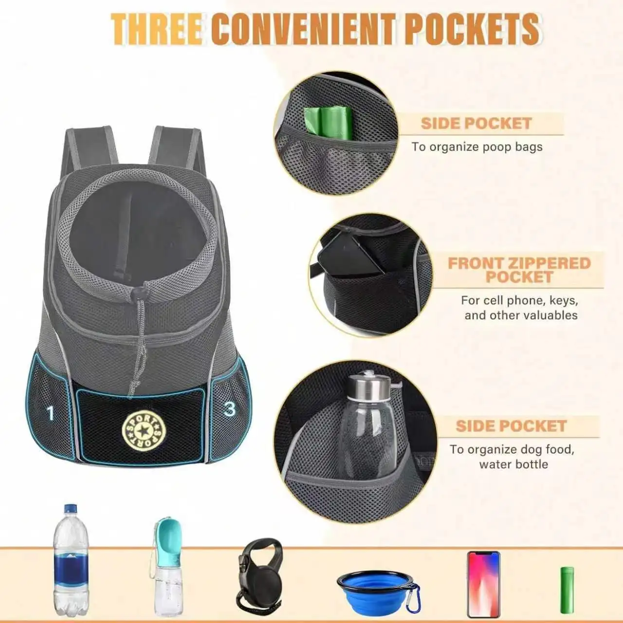 Mochila Transportadora para Cães e Gatos Pequenos Dobrável - Imagem 5