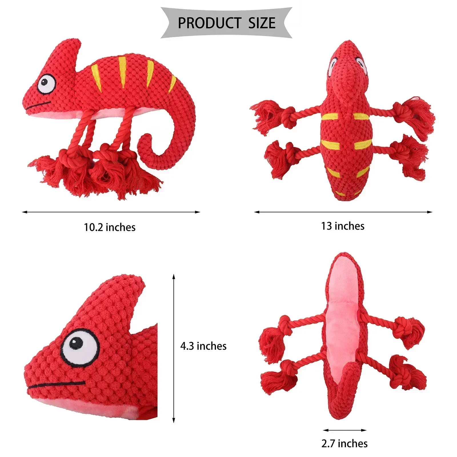 Brinquedo de Pelúcia para Cães Camaleão com Squeaker - Imagem 5