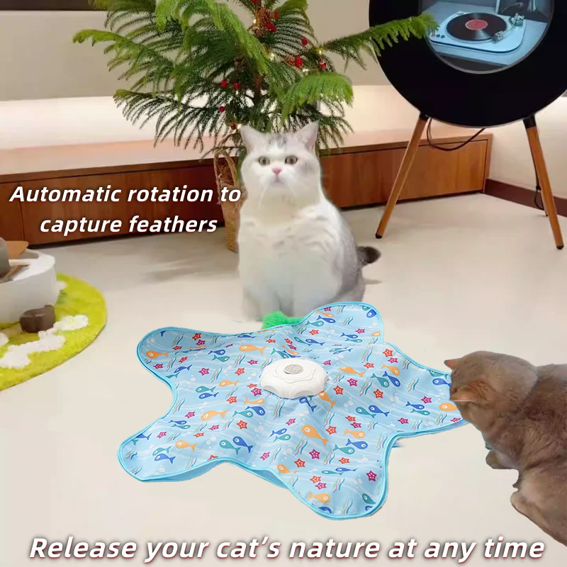Brinquedo Giratório para Gatos Recarregável USB com Vareta de Penas - Imagem 2