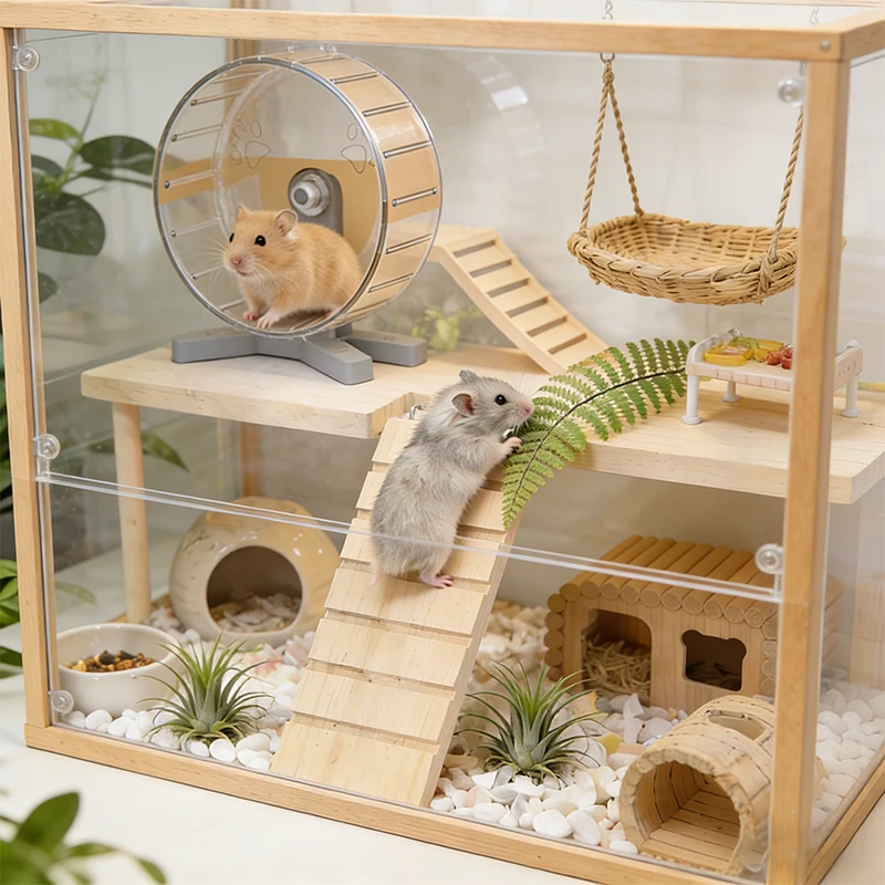 Plataforma de Madeira para Hamster com 2 Níveis e Escadas - Image 4