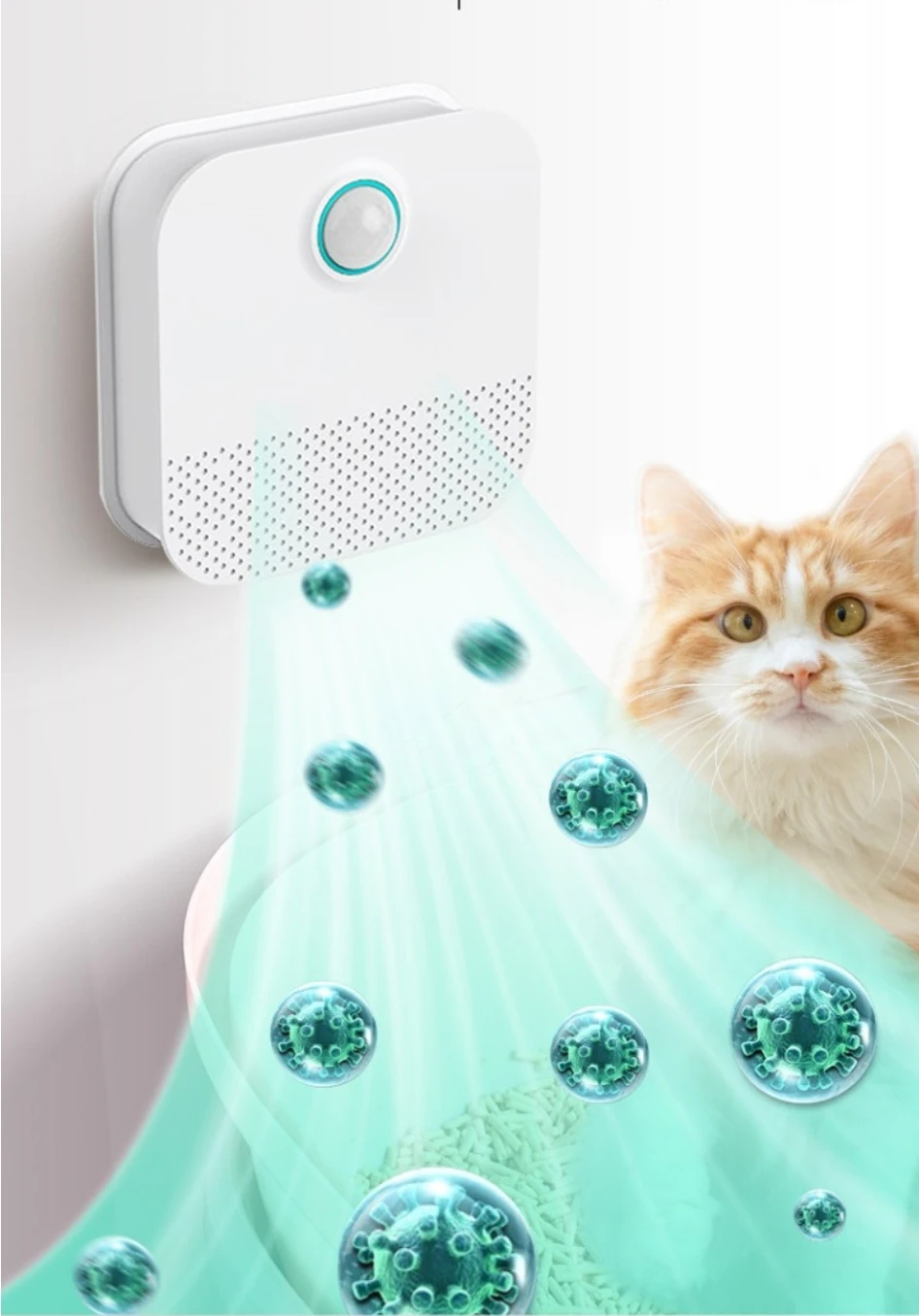 Homefish Purificador de Ar para Caixa de Areia Gato USB Recarregável - Imagem 2