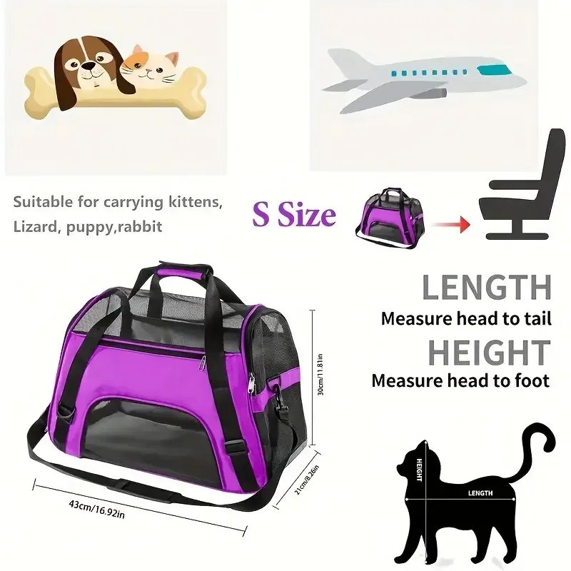 Bolsa de Transporte para Cães e Gatos Dobrável com Malha Respirável - Imagem 6