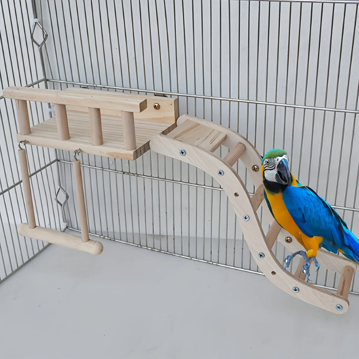 Brinquedo para Pássaros de Gaiola: Escada, Plataforma e Balanço - Imagem 5
