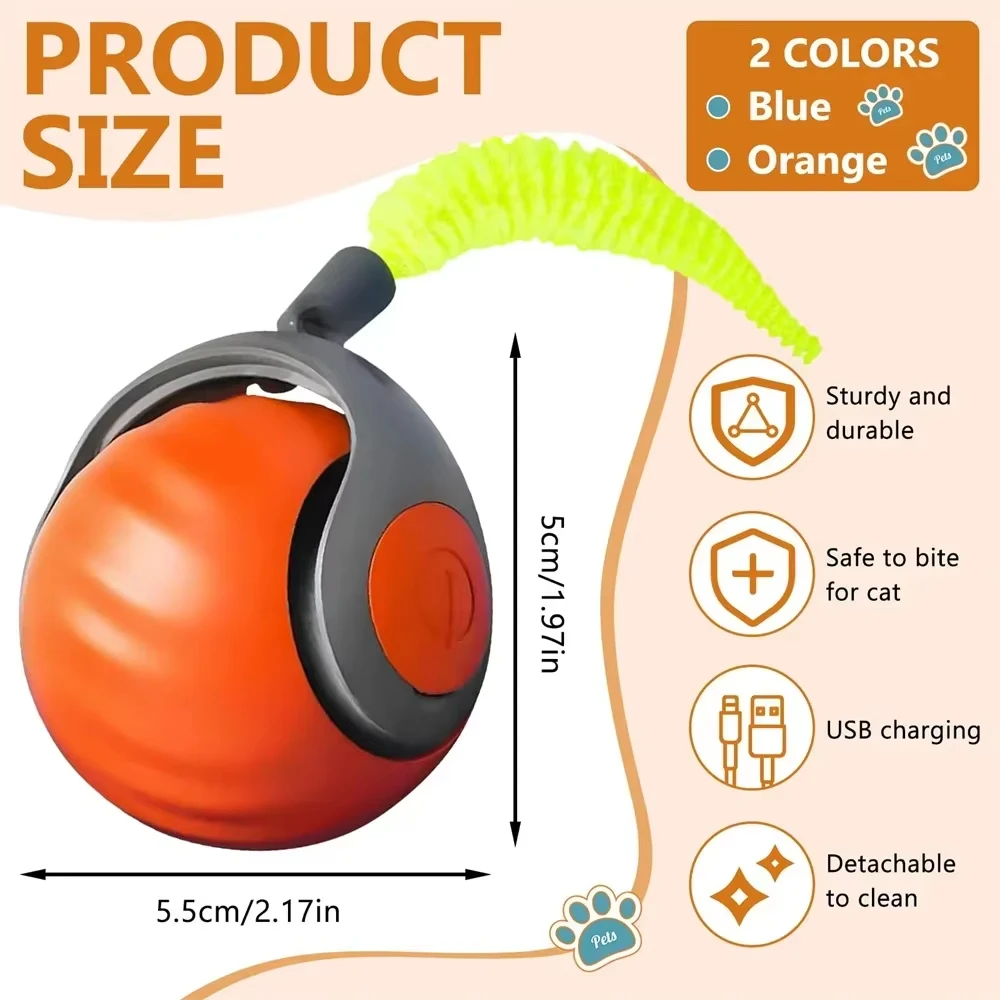Brinquedo para Gatos Bola Rolante Automática Recarregável USB - Imagem 2