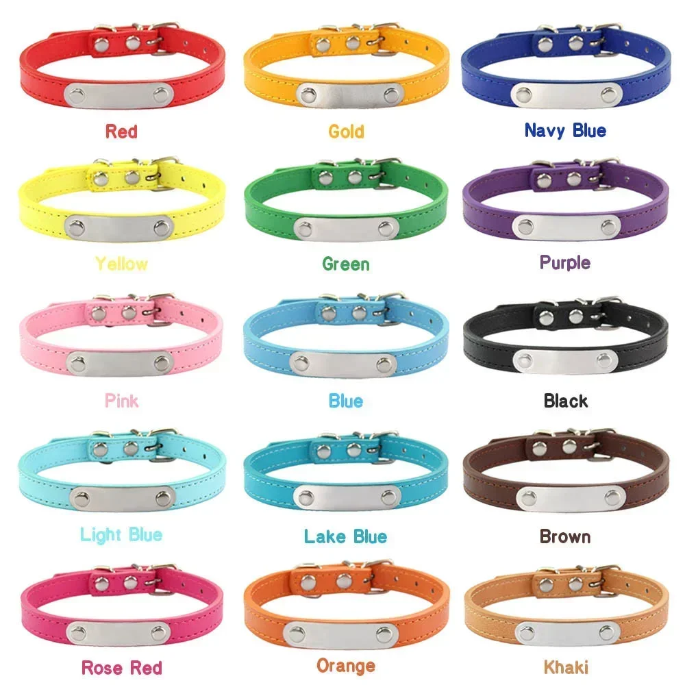 Coleira Personalizada para Cães e Gatos de Couro PU com Placa Gravada - Imagem 3
