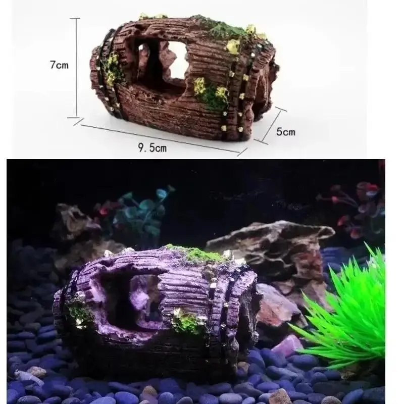 Decoração para Aquário Barril Quebrado com Musgo 6x9 cm - Imagem 2