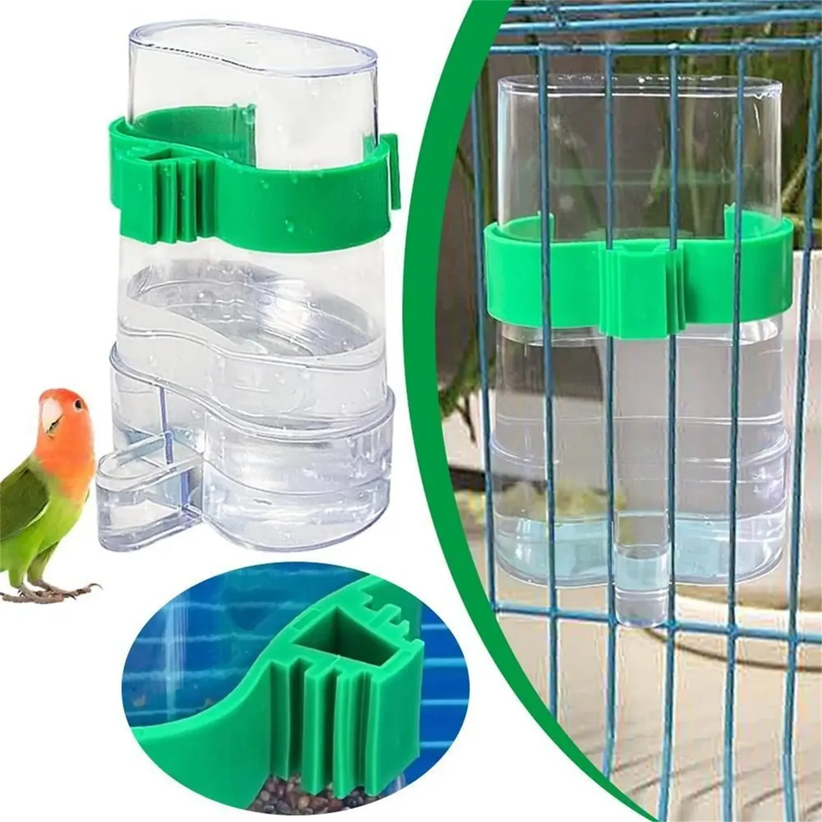 Bebedouro para Pássaros de Plástico Transparente com Encaixe na Gaiola - Imagem 2