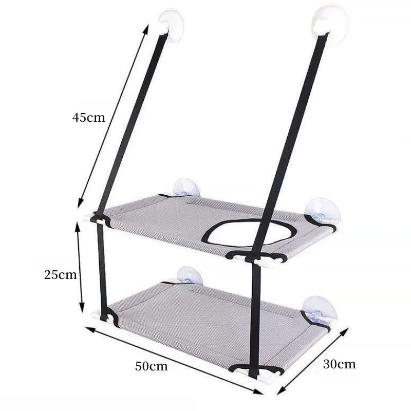Cama de Janela Suspensa para Gatos Dupla com Ventosa e Suporte 25 kg - Imagem 4