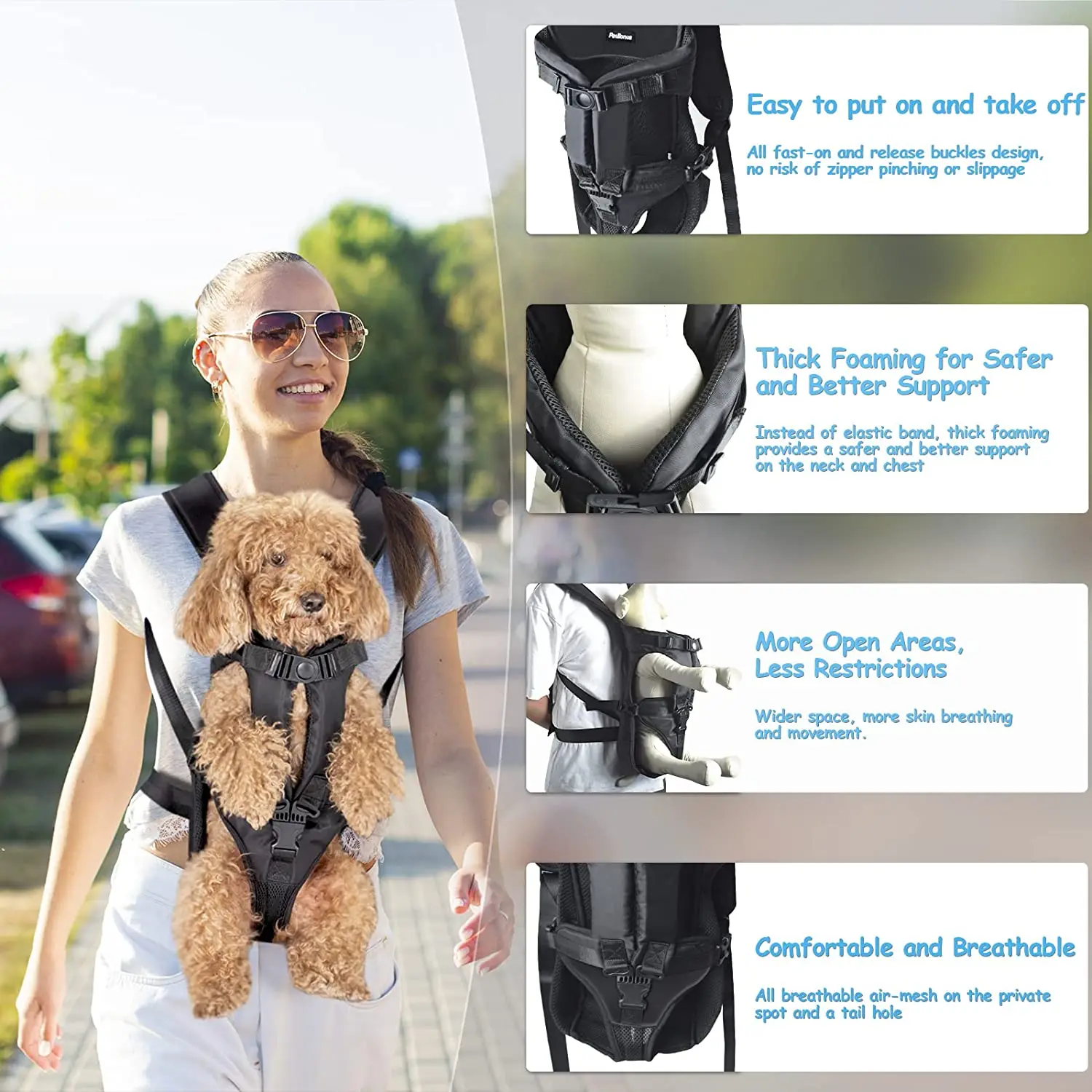 Mochila de Transporte para Cães e Gatos Pequenos Respirável Ajustável - Imagem 2