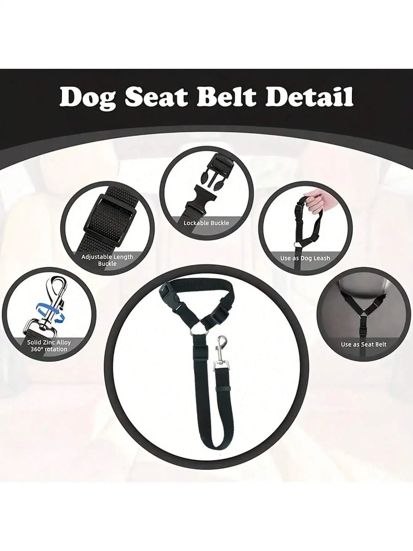 Cinto de Segurança para Cães Ajustável para Veículos - Imagem 3