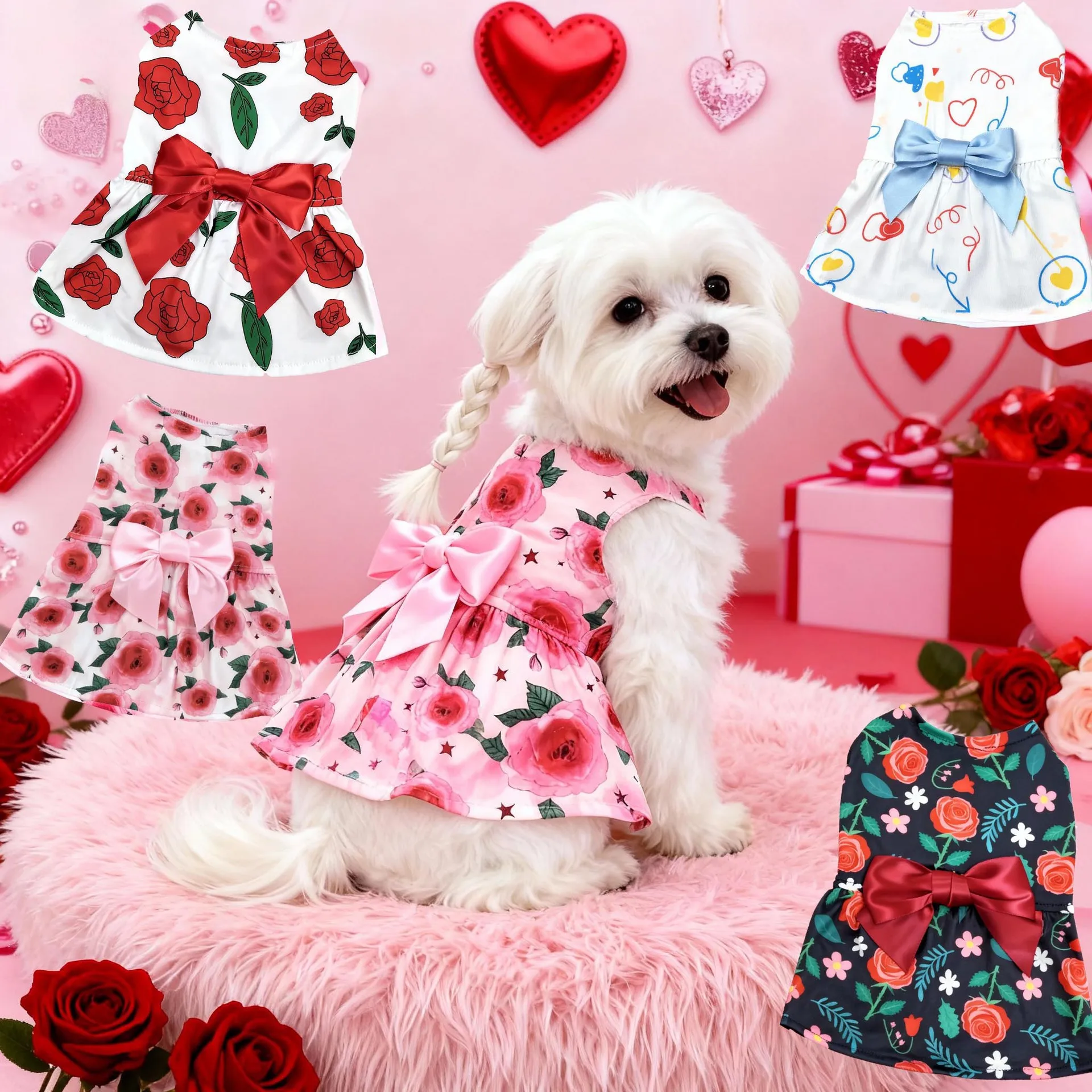 vestido estampado para cães e gatos