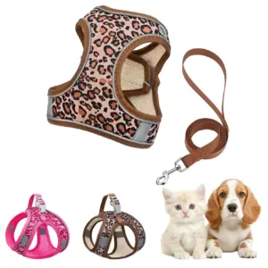 coleira peitoral para cães e gatos estampa leopardo