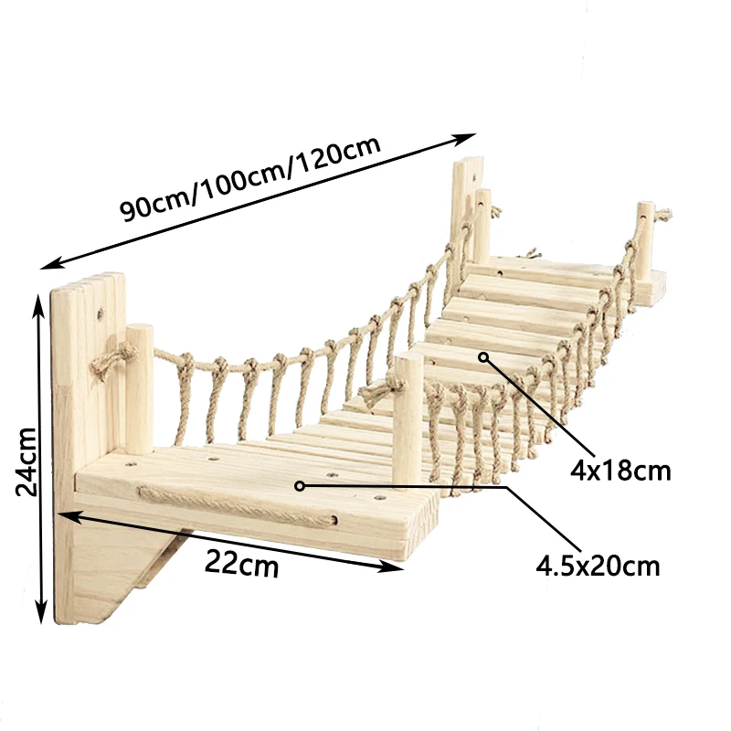 Ponte de Escalada para Gatos de Parede Sisal e Madeira 90 cm - Imagem 5