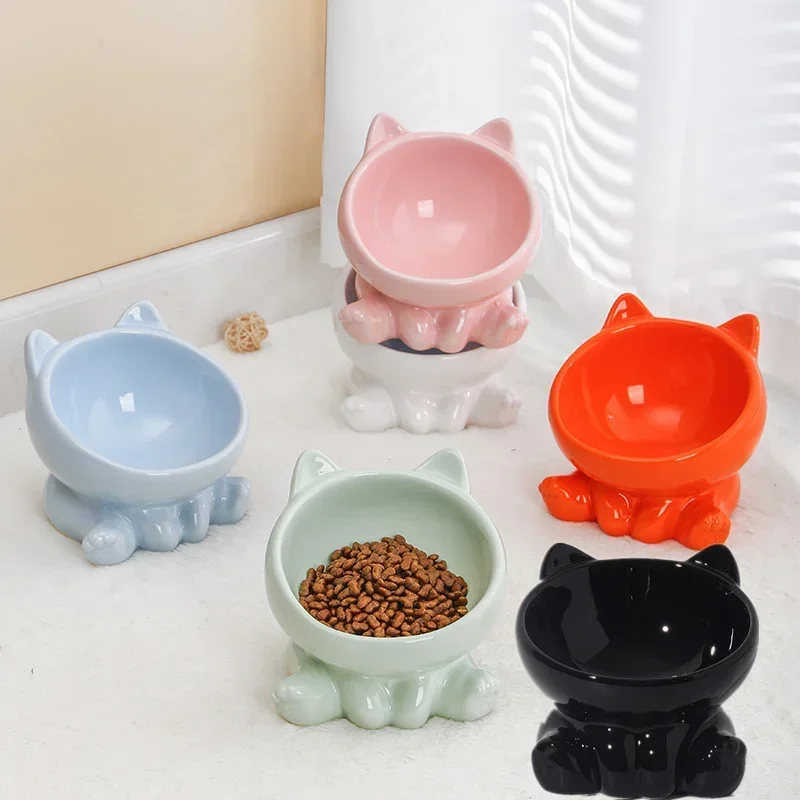 Tigela de Cerâmica para Cães e Gatos com Fundo Elevado Antiderrame - Imagem 2