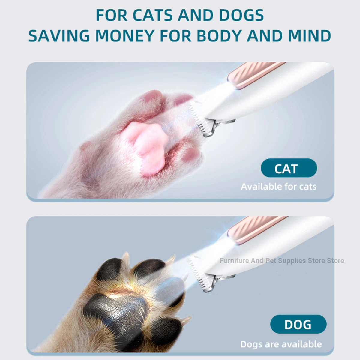 Aparador de Pelos para Patas de Cães e Gatos com LED e Lâmina de 18 mm - Imagem 5