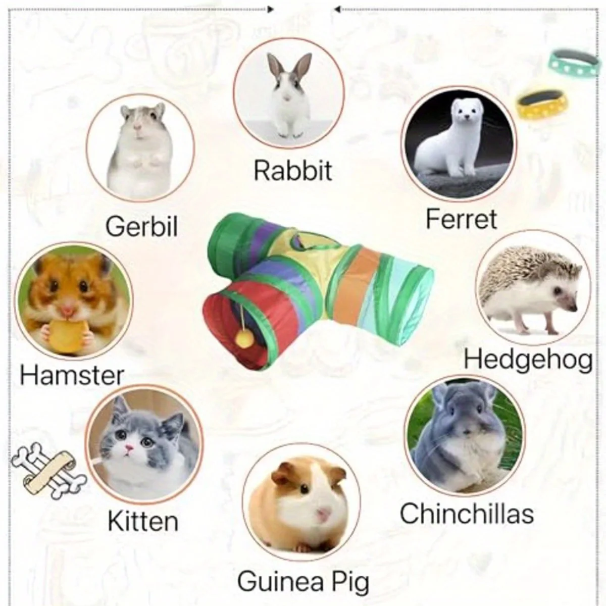 Túnel Dobrável para Hamster Porquinho-da-Índia com 3 Túneis - Image 6