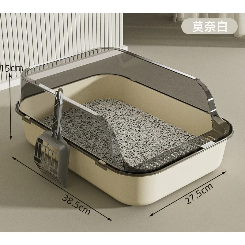 Caixa de Areia para Gatos Semi-Fechada com Borda Anti-Respingo - Imagem 5