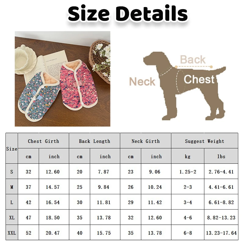 Jaqueta de Inverno para Cães com Estampa Floral e Anel D - Image 6