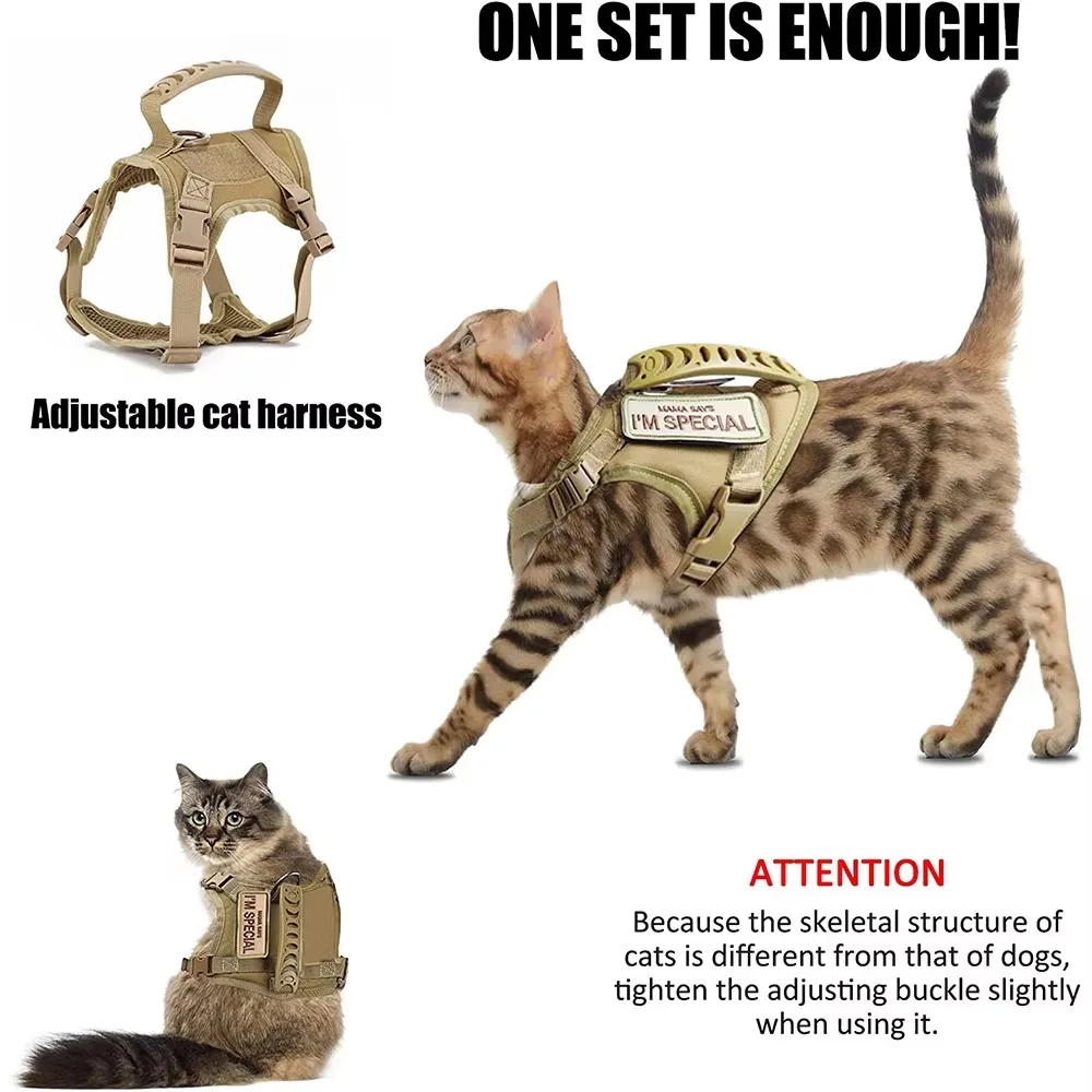 Coleira Tática para Gatos Grandes Ajustável com Alça de Controle - Imagem 5