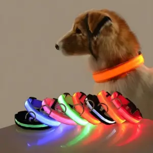 coleira de nylon para cães com led
