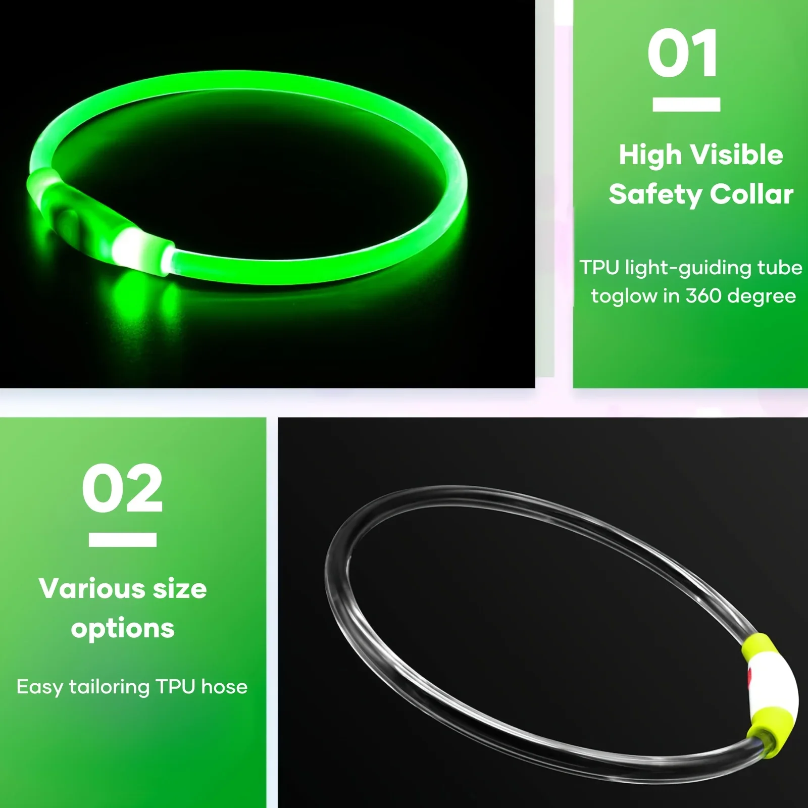 Coleira de Fibra Óptica para Cães Recarregável USB Luminosa - Imagem 5