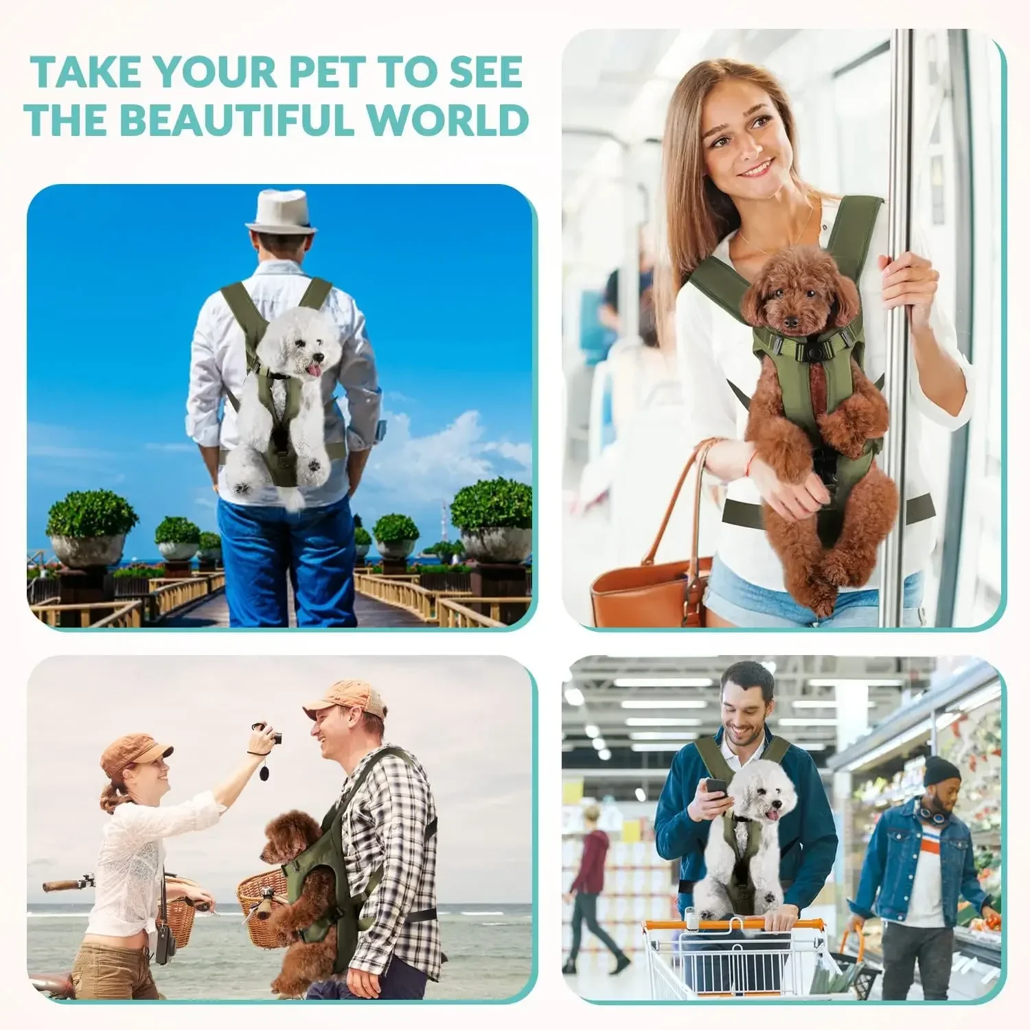 Mochila Frontal para Cães e Gatos de Oxford com Alças Acolchoadas - Imagem 2