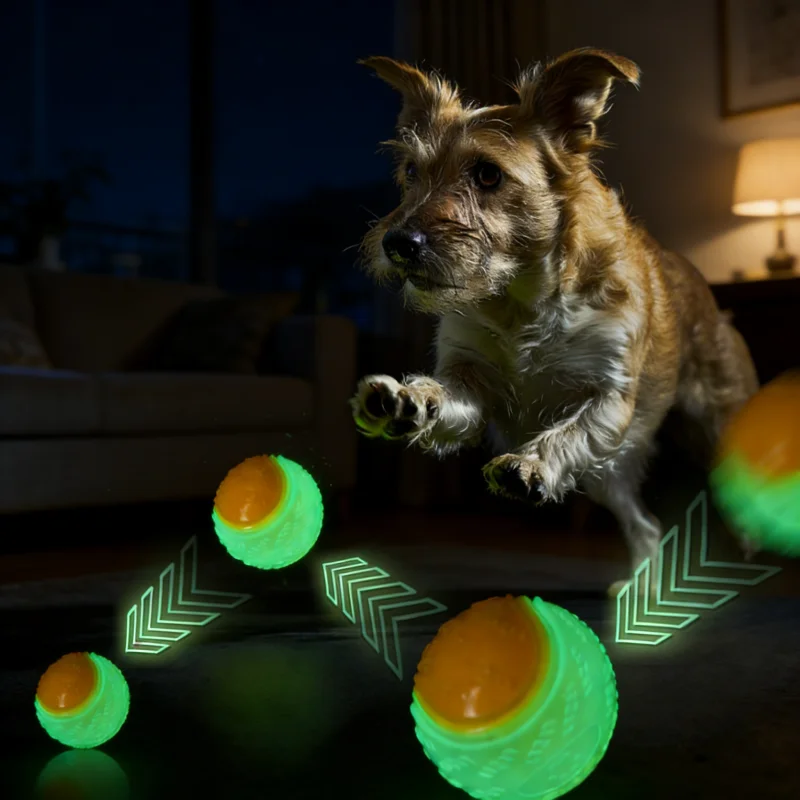 Brinquedo Bola para Cães Borracha 6,5 cm Brilha no Escuro para Passeio - Imagem 6