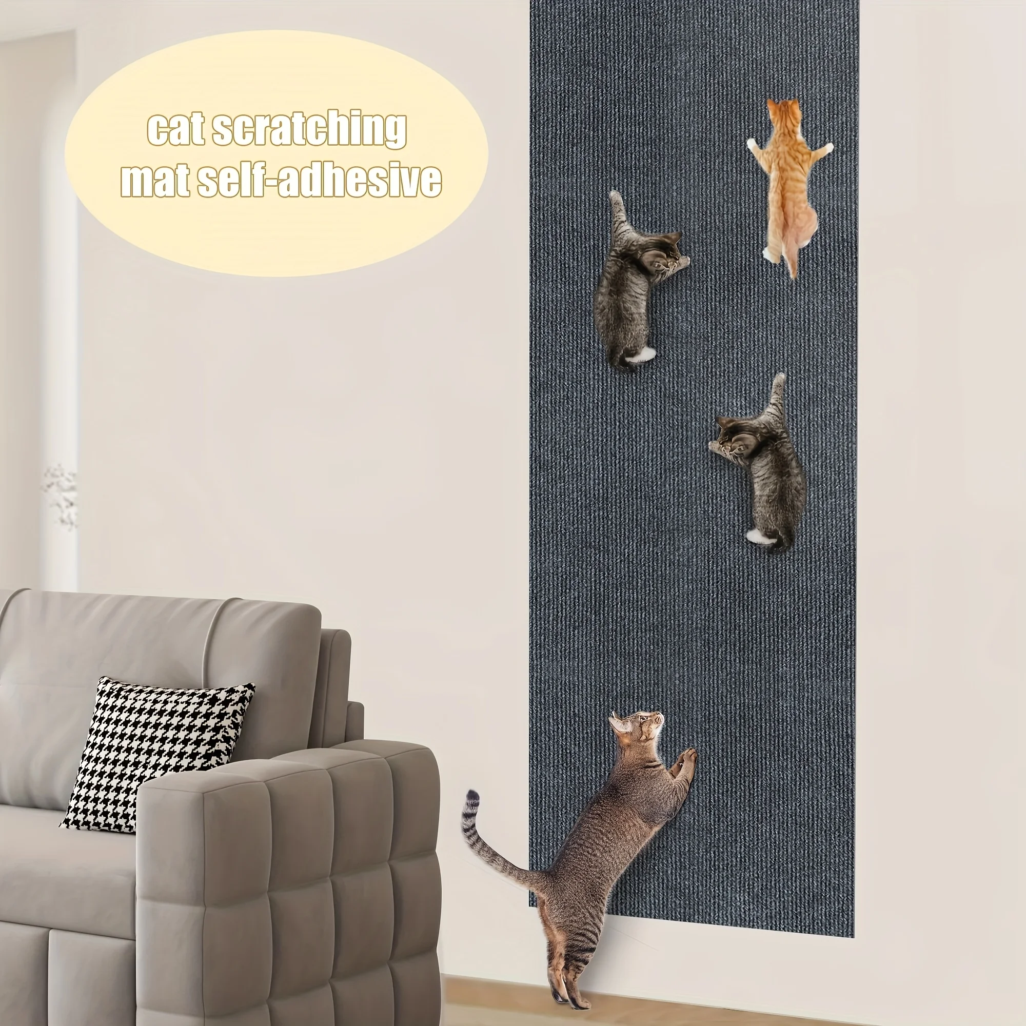 Tapete Arranhador para Gatos Autoadesivo Ajustável para Móveis - Image 6