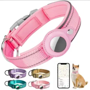 coleira refletiva para cães com suporte airtag