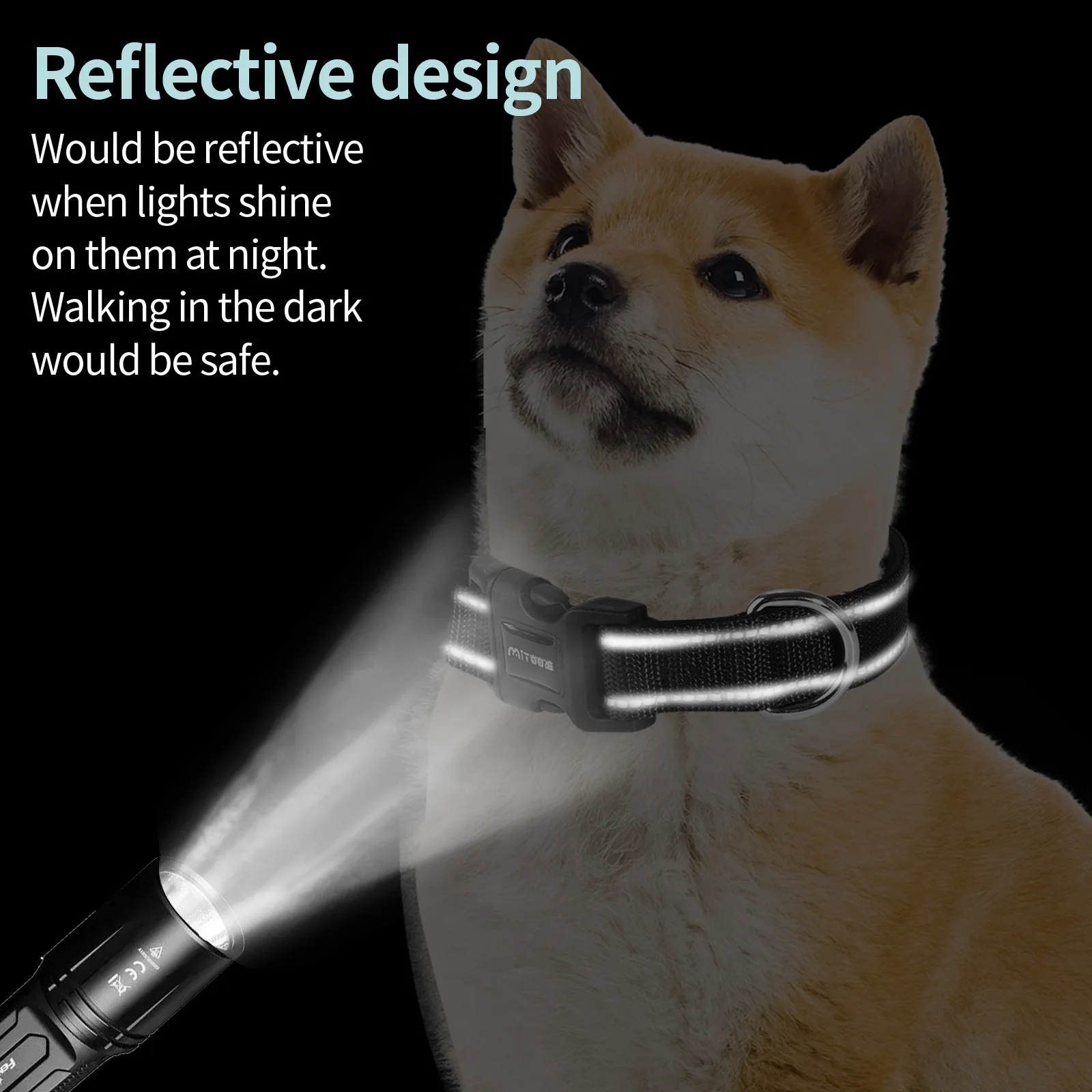 Coleira Refletiva para Cães de Porte Médio Ajustável Vermelha - Imagem 2