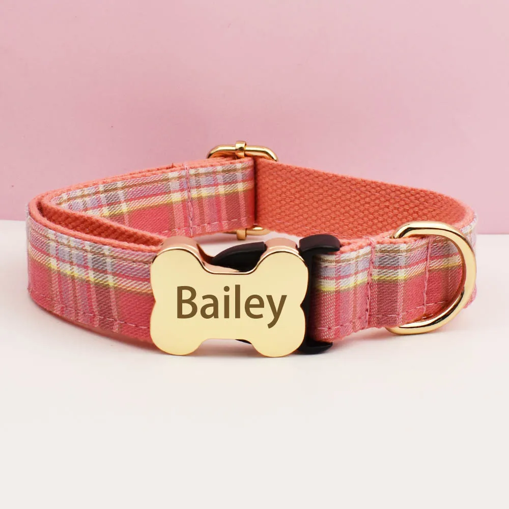 Coleira Xadrez para Cães de Algodão com Identificação Personalizável - Imagem 5