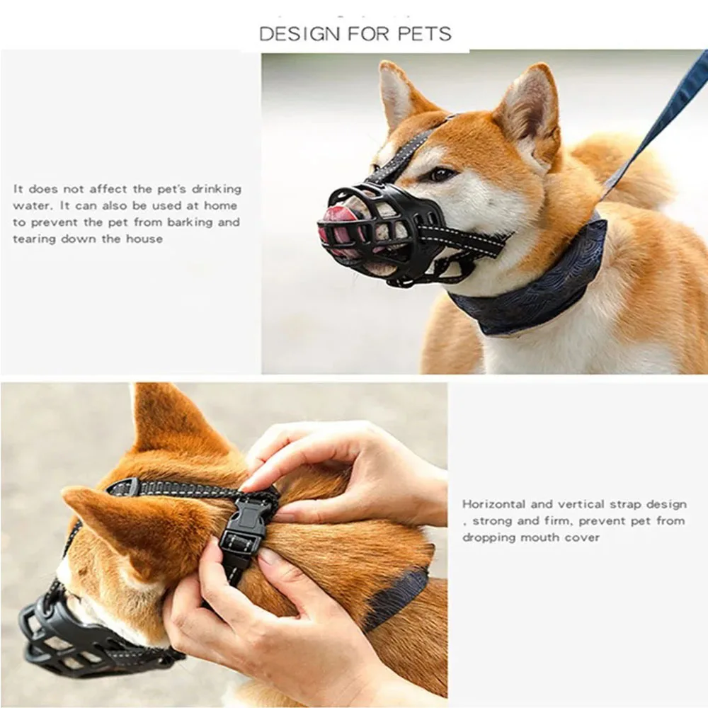 Máscara de Silicone para Cães Grandes e Médios com Tiras Refletivas - Imagem 4