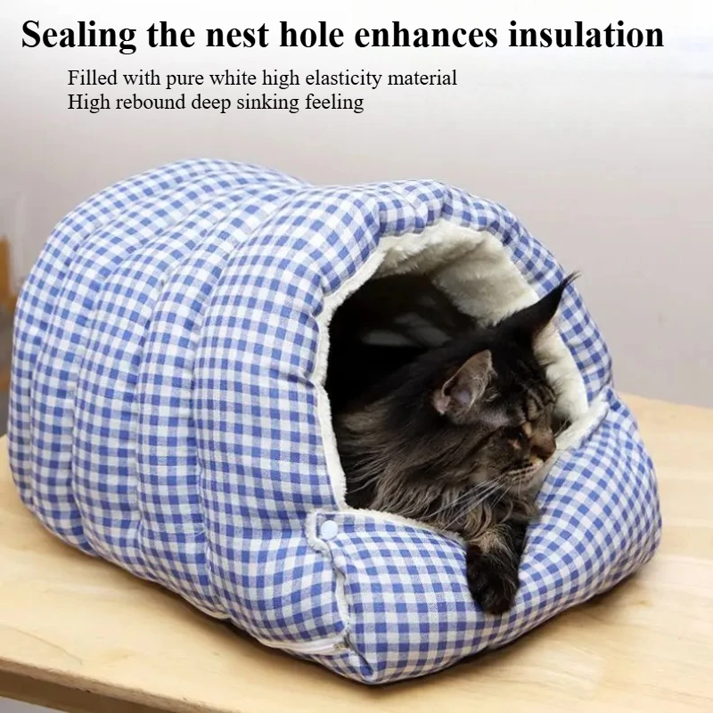 Cama Saco de Dormir para Cães e Gatos Dobrável Azul - Image 2