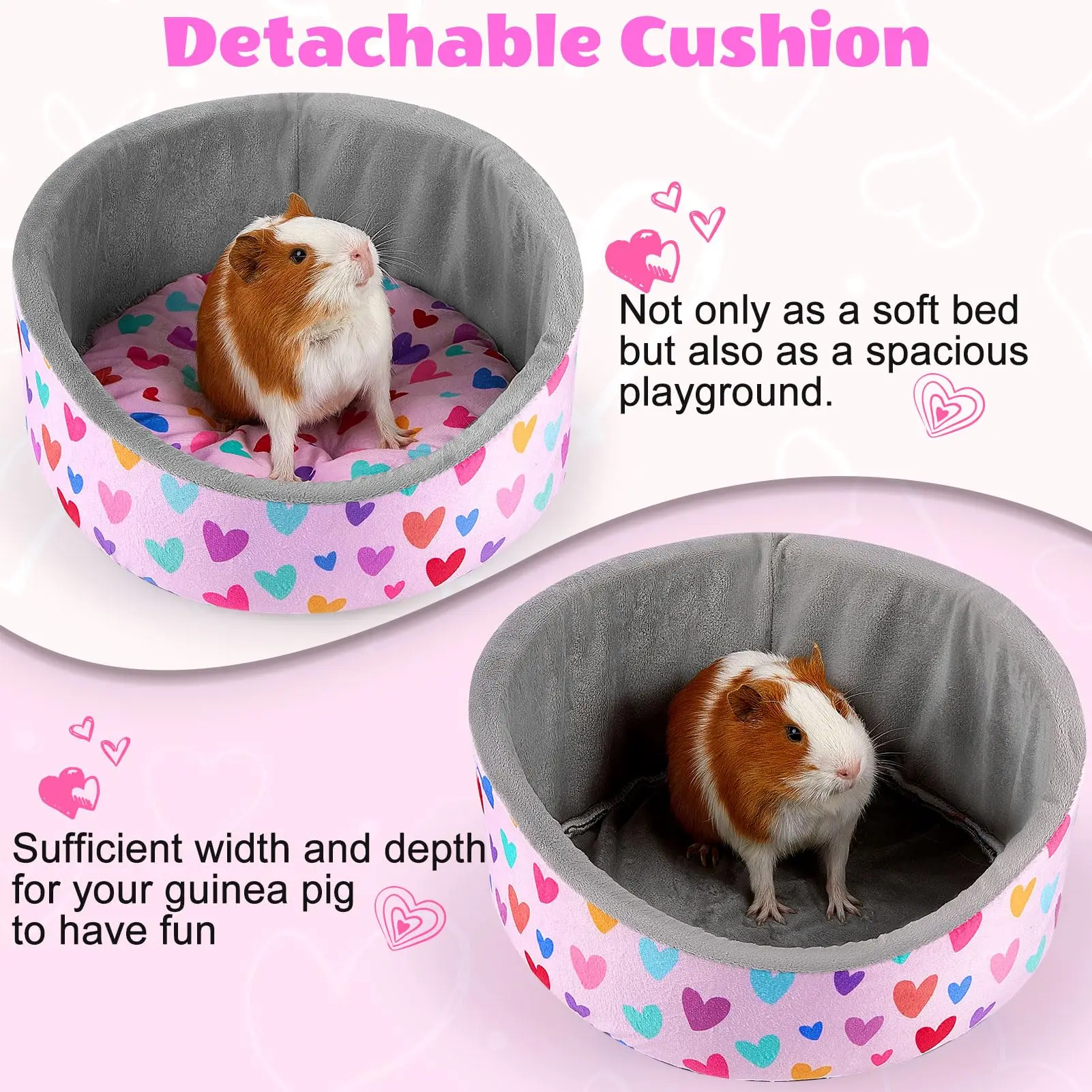 Cama Concha para Porquinho-da-Índia e Coelhos com Tapete Removível - Image 4