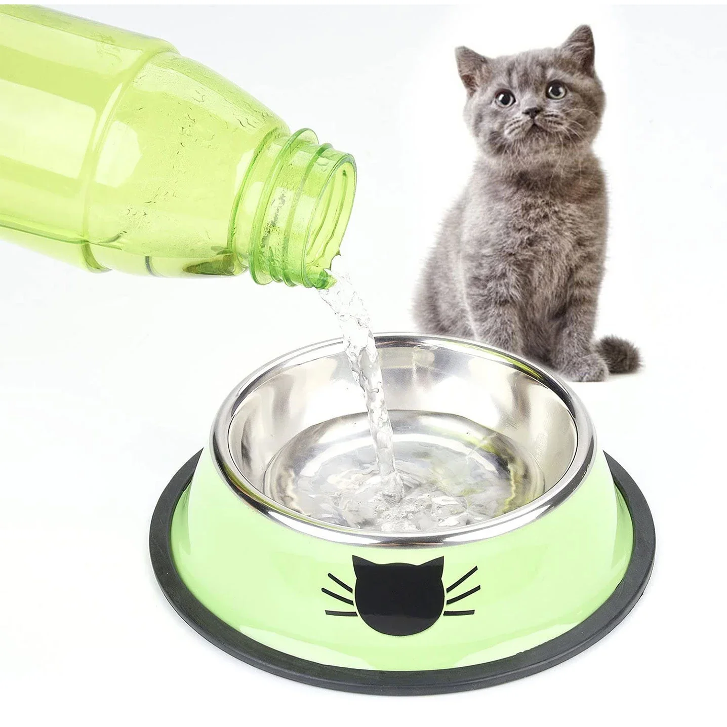 Tigela para Gatos em Aço Inoxidável com Base Antiderrapante - Imagem 3
