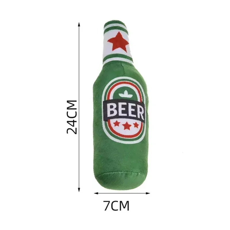 Brinquedo de Pelúcia para Cães em Formato de Garrafa de Cerveja 26 cm - Imagem 6