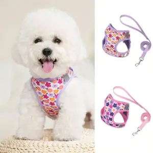 arnês floral para cães pequenos e médios