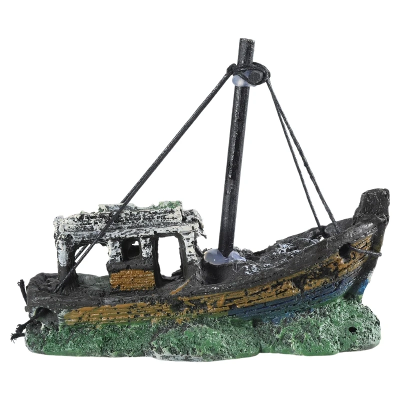 Decoração de Navio Afundado para Aquário de Resina 12,5x6x10 cm - Imagem 3