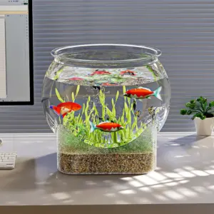 aquário redondo de plástico transparente