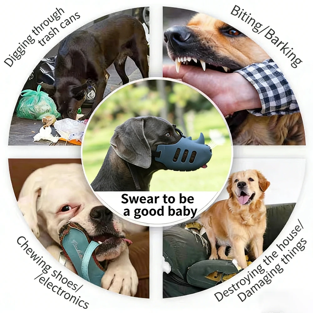 Focinheira de Silicone para Cães Ajustável Anti-Mordida - Image 3