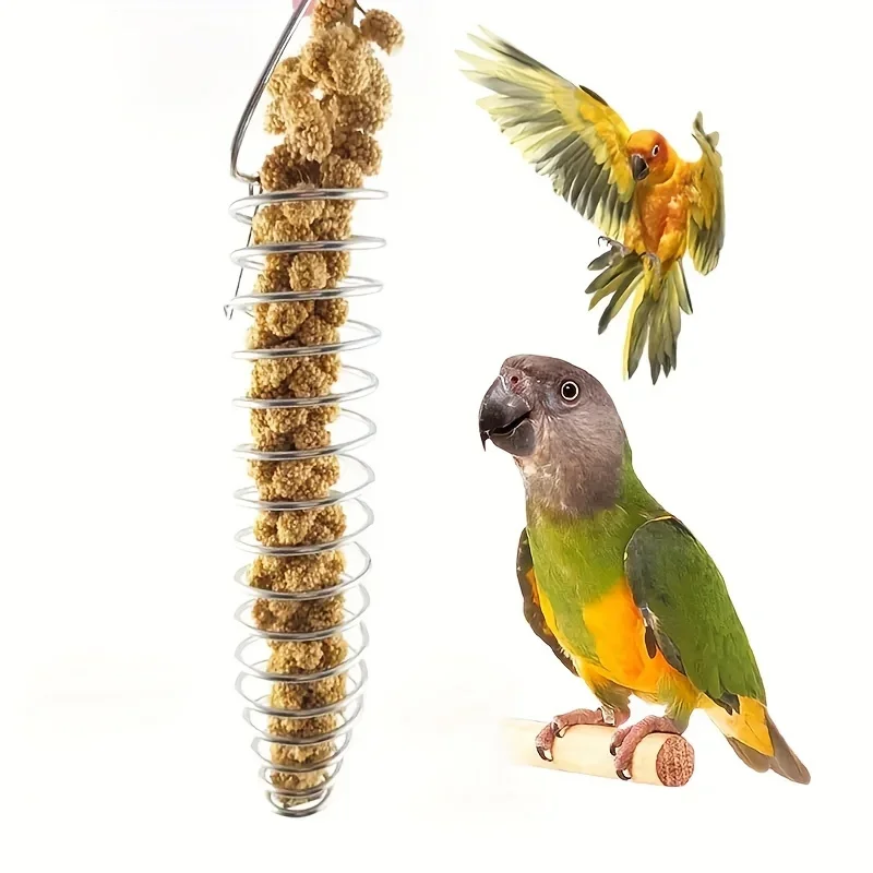 Alimentador de Pássaros de Aço Inoxidável Design Espiral para Gaiola - Imagem 2