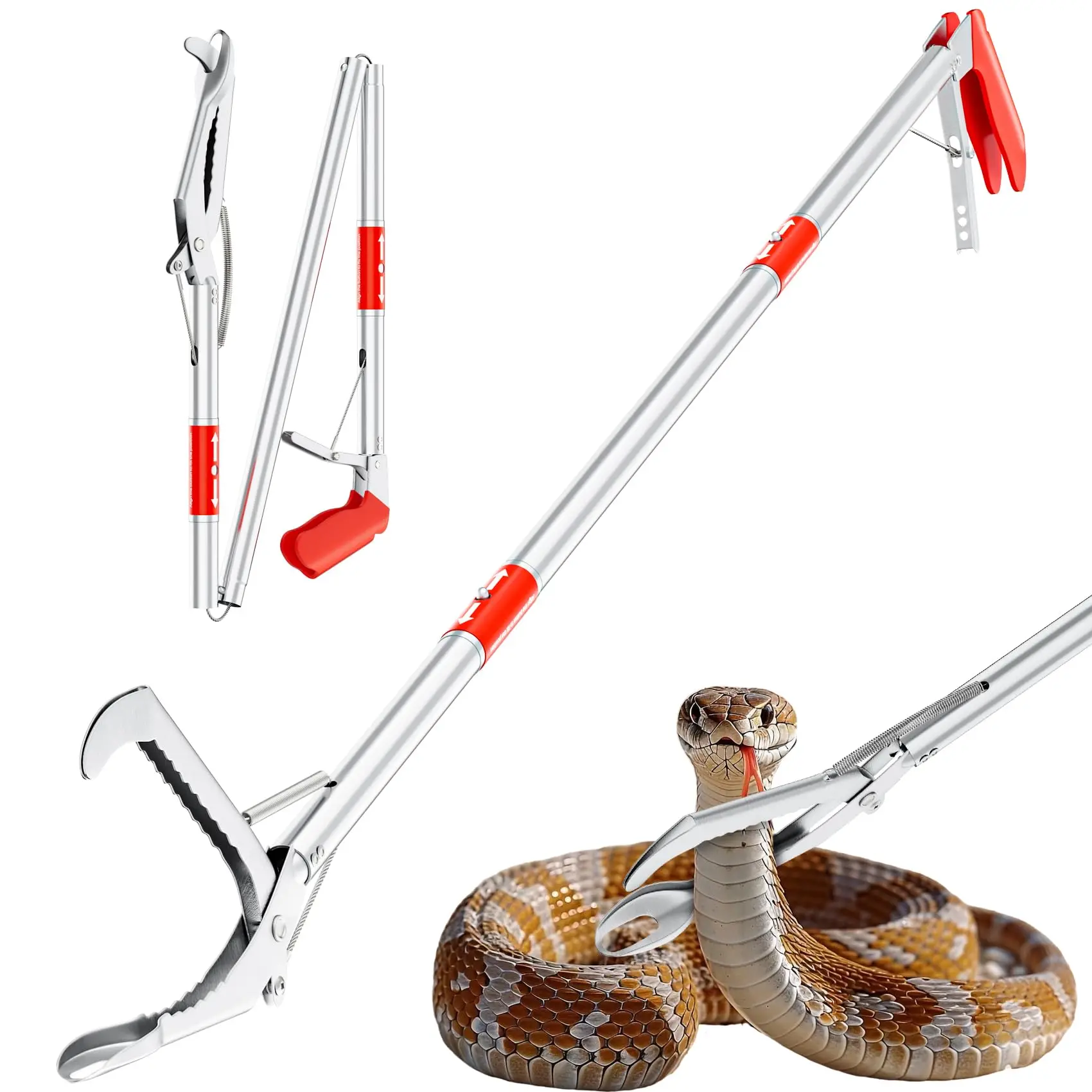 pinça de captura de cobra dobrável