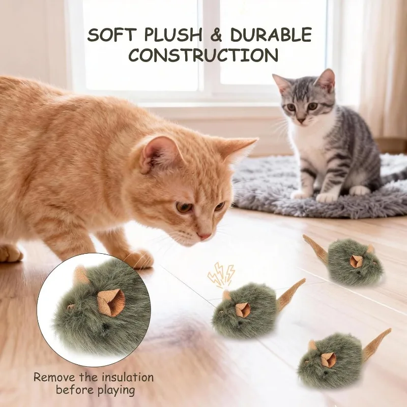 Brinquedo de Pelúcia para Gatos: Rato Simulado com Som e 14 cm - Imagem 4