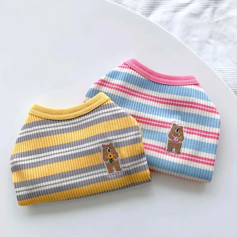 Camisa Canelada para Cães Pequenos de Algodão Listrada - Image 4