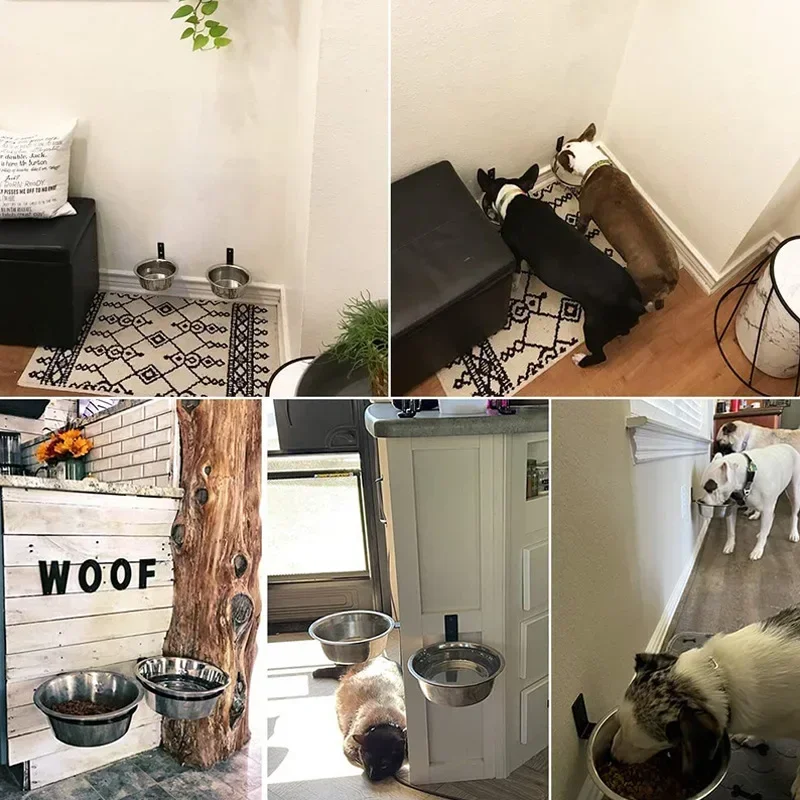 Tigela Elevada para Cães e Gatos de Aço Inoxidável 16.5cm Fixa na Parede - Imagem 5
